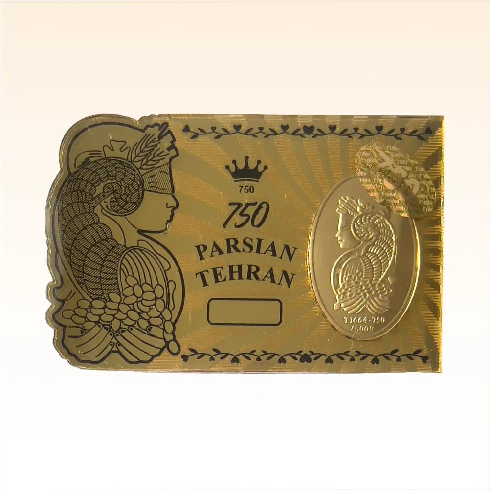 شمش طلای ۱۸ عیار طرح ملکه طلائی پارسیان طهران (وتوس گلد) وزن 0.050 گرم